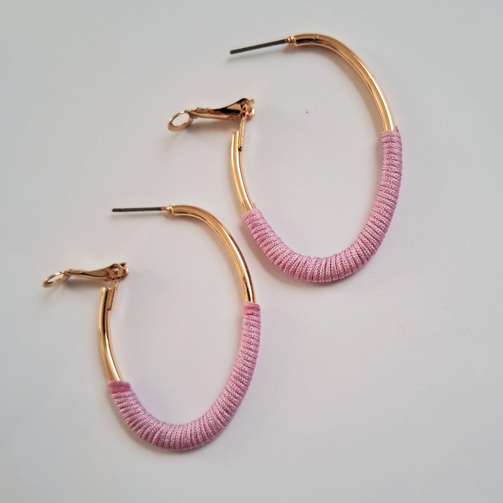 Elegant Gold and Pink Hoop Earrings